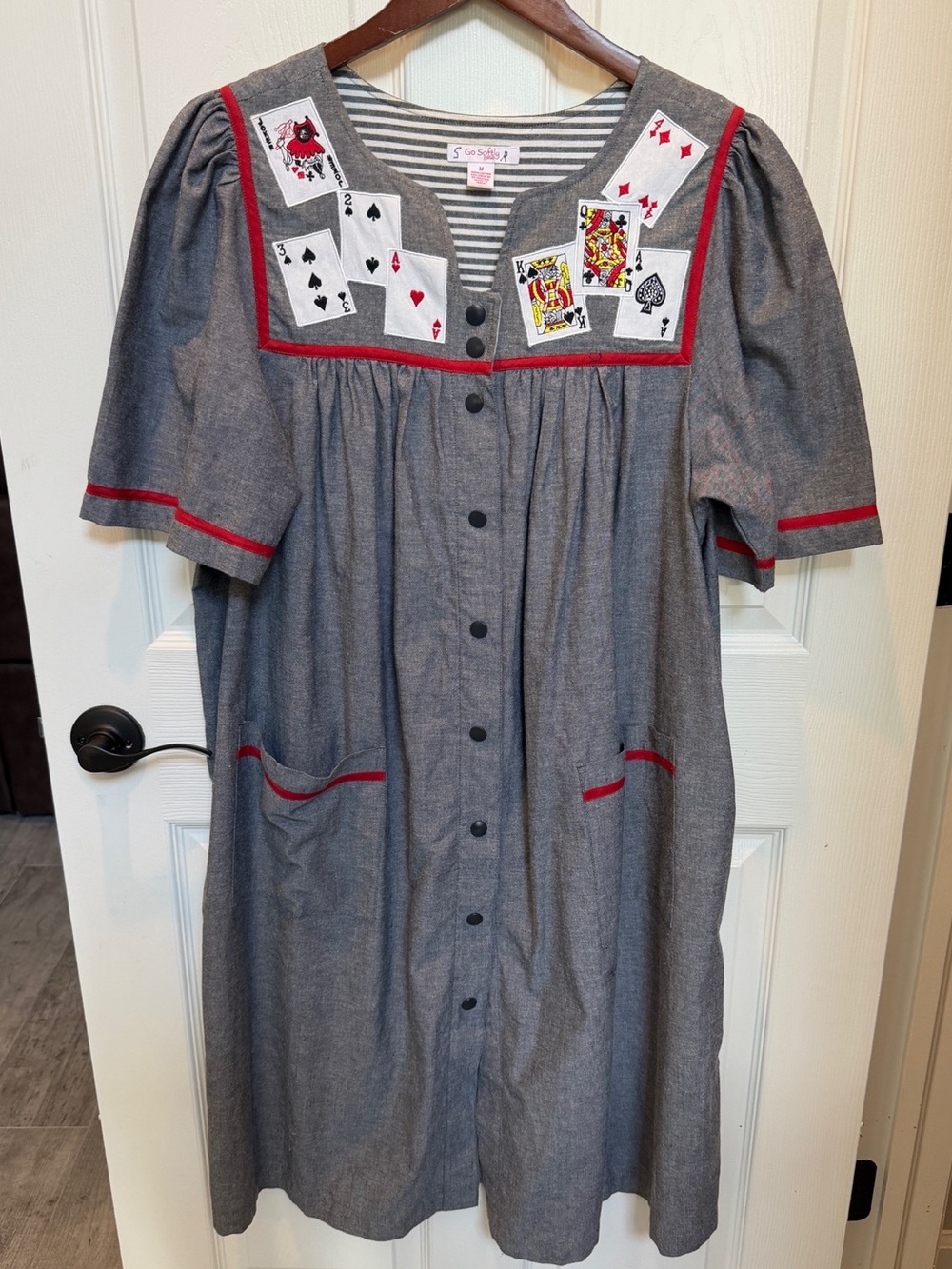 Go Softly Patio Vintage Americana Muumuu Casino Gambler Cotton Dress SzM